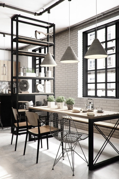 современные стили интерьера  индустриальный стиль